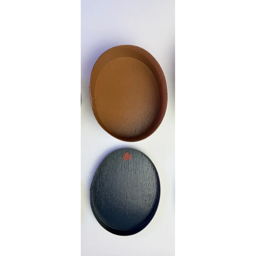 Vintage Primitive Nesting Shaker Boxes Set 3 Wood Goose House Folk Art Oval Farm